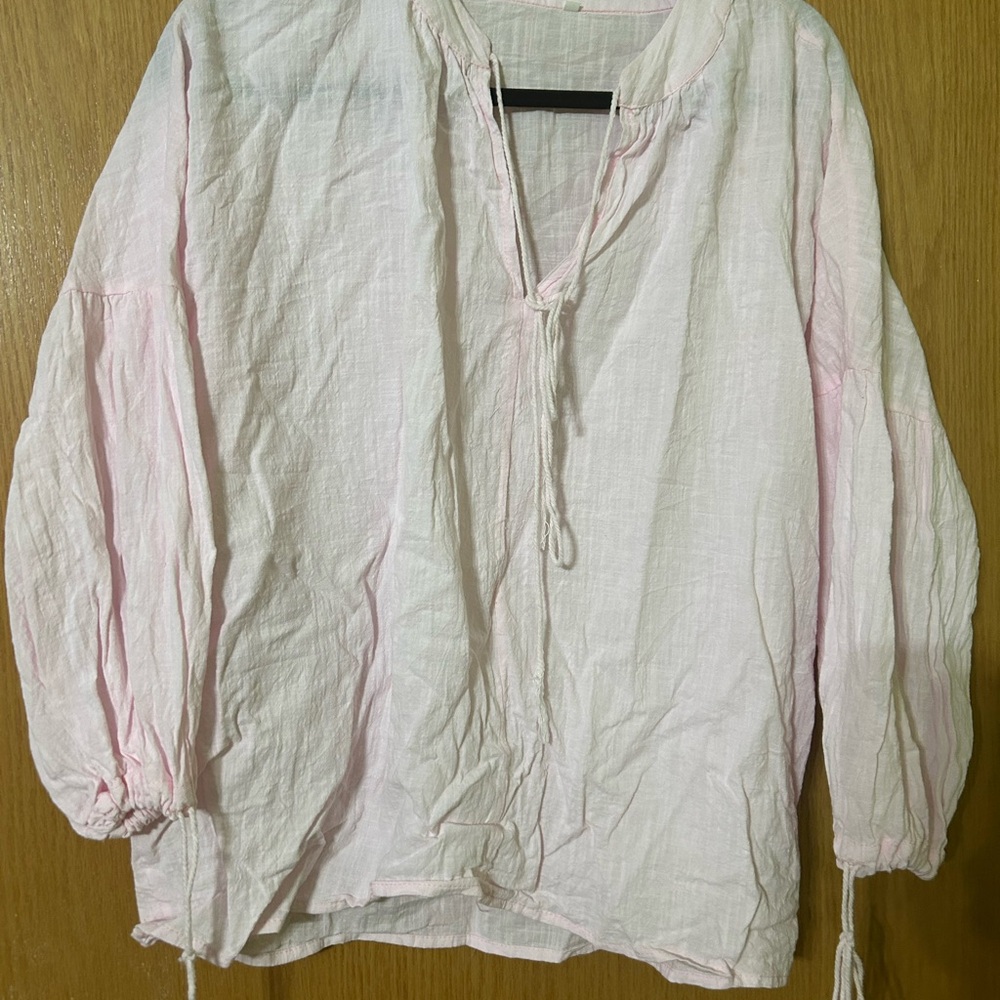 Light Pink Cotton Pullover Peasant Top Renaissance Fair Pirate